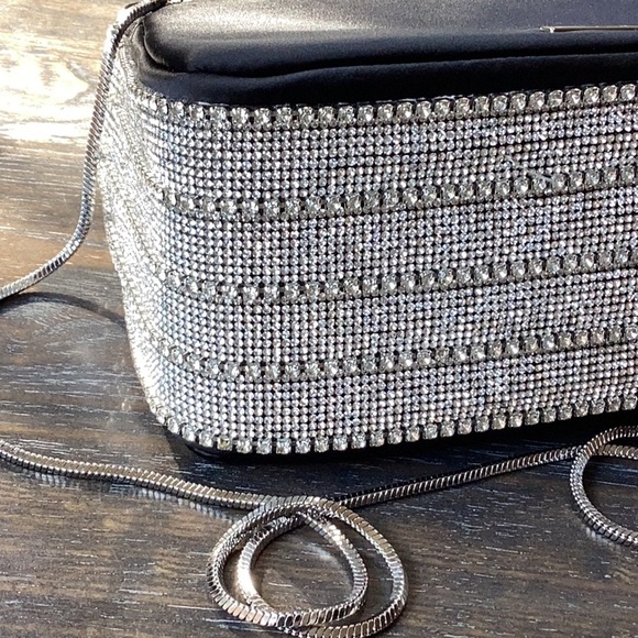 Ted Baker Dymond Bow Satin Black Satchel with Rhinestone Detail NWT - Picture 7 of 15